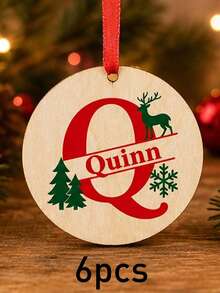Custom Initial Name Christmas Ornament, Personalized Round Tree Hanging Decor, Festive Reindeer Snowflake Holiday Style, Customized Christmas Keepsake Gift, Customizable Family Name Ornament For Xmas Tree Decor, Christmas Decorations, Family Gifts - Style C - View 17