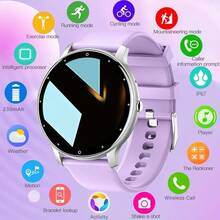 Reloj inteligente con pantalla de 1.28 pulgadas, clasificación IP67 resistente al agua y al polvo, conexión inalámbrica, control remoto, adecuado para deportes al aire libre, vida en el hogar, viajes diarios, reloj para hombres y mujeres, regalo de vacaciones/regalo de cumpleaños, compatible con sistema Android y Apple. - Morado - Ver 13