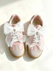 2PCS Soft Glow Translucent Ribbon Bow Shoe Charms, Versatile Decoration For Mary Janes, Sneakers, Clogs, Detachable DIY Fairy-Like Mesh Shoe Flowers - White - View 4