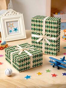 3/2/1 Roll Of Vintage Geometric Gift Wrapping Paper ; This Paper Is Perfect For Holiday Gift Wrapping, Children's Birthdays, Vintage-Themed Parties, Christmas Gift Wrapping,Circus-Themed Celebrations, And British-Style Gifting. - B - View 2