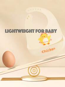 1pc Lightweight Silicone Baby Bib, Portable Dust-Proof, Water-Proof, Oil-Proof, Stain-Resistant, Silicone Material - Multicolor - View 3