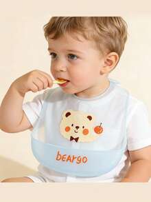 1pc Lightweight Silicone Baby Bib, Portable Dust-Proof, Water-Proof, Oil-Proof, Stain-Resistant, Silicone Material - Multicolor - View 10
