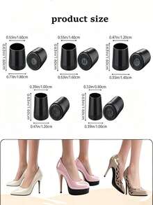 1 Set (20PCS) Women's Round Autumn/Winter Silent Anti-Wear Heel Protectors, Repair Replacement Heel Decorative Accessories Suitable For Elegant Charming High Heels, Stiletto Heels And More - Multicolor - View 2