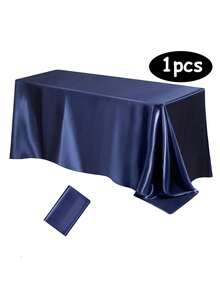 Luxury Navy Blue Satin Tablecloth Set - Rectangular Formal Dining Tablecloth With Non-Slip Lining, Suitable For Home Dining Table, Indoor And Outdoor Wedding Party Decoration - Multicolor - View 22