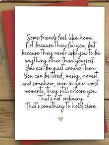 OBOVAY Elegant Friendship Greeting Card Set (1 Card + 1 Envelope), Featuring Heart Pattern And Cursive Font Design. Customizable For Birthday, Thanksgiving, Special Occasions And More. Suitable For Women, Men, Colleagues, Teachers. - A - View 1