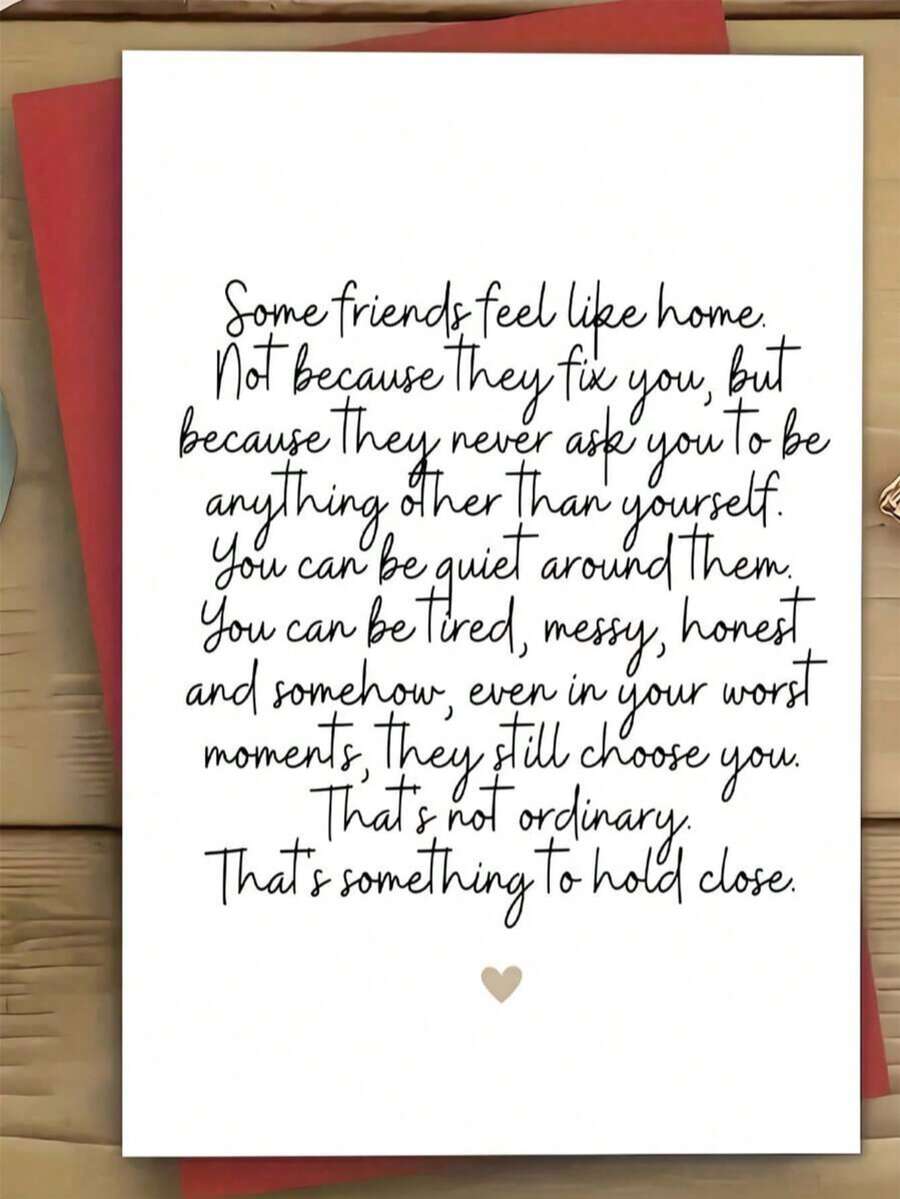 OBOVAY Elegant Friendship Greeting Card Set (1 Card + 1 Envelope), Featuring Heart Pattern And Cursive Font Design. Customizable For Birthday, Thanksgiving, Special Occasions And More. Suitable For Women, Men, Colleagues, Teachers. - A - View 1