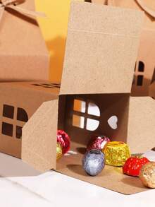 Kotak Hadiah Berbentuk Rumah Natal dengan Pita, Kotak Hadiah Permen Berlubang, Tersedia Ukuran Kecil dan Besar, Cocok untuk Souvenir Pesta Natal, Kotak Hadiah Kue, Dekorasi Kemasan Hadiah Liburan - View 6