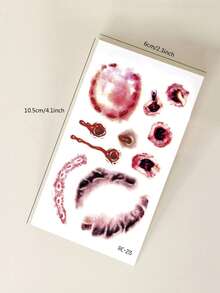 Halloween Makeup Prank Party Blood Paste Tattoo Ink Fake Scar Making Non-Drip Fake Blood + Halloween Red Scar Stitching Blood Hole Pattern Tattoo Sticker Set - Red - View 8