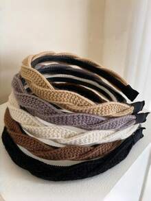 5pcs Women's Autumn/Winter Vintage Premium Solid Color Knitted Cable Headbands, Suitable For Daily Wear - Multicolor - View 6