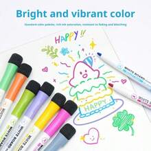 12/24 Colors Whiteboard Markers With Eraser, Suitable For Whiteboards And Calendars, Ideal For Classroom, Home, Office Supplies And Back To School Season - Multicolor - View 10