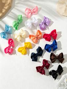MH 20pcs/40pcs Solid Color Ribbed Bow Hair Clips With Alligator Hair Clip And Bubble Flower Hair Accessories - Multicolor - View 3