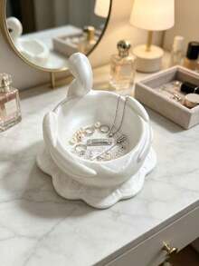 1pc Swan Jewelry Storage Tray Decor, Swan Shaped, Can Store Earrings, Rings, Necklaces And Small Accessories, Suitable For Vanity Tabletop Display, Home Soft Decoration - Multicolor - View 5