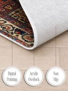 Digitally Printed Non-Slip Washable Runner And Area Rug Living Room Carpet, Modern Design | Modern, Scandinavian, Bohemian And Classic Styles | 100% Polyester - Red - View 9