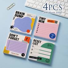 4 Packs 200 Sheets High Productivity Sticky Notes 75x75mm 3x3in, Brainstorming Clear Mind Don't Forget Small Wins Check-In Restart List Self-Adhesive Notepad Task Desktop Reminder Stickers Office School Work Stationery Supplies - 75 X 75 mm - View 10