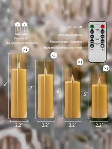 2/3/5pcs Flameless Candles With Timer And Remote Control, LED Smokeless Odorless Battery Powered, Suitable For Birthday, Wedding, Christmas, Halloween, Valentine's Day, Party And Other Occasions - Gold - View 8
