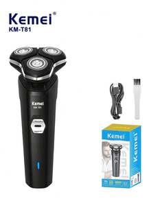 Kemei Men's Cordless Electric Shaver, Electric Razor, 3D Floating Blades, Turbo Speed With Precision Blades, Suitable For Wet And Dry Use, Fast Charging, Long-Lasting Battery, Easy To Clean. A Gift For Dad, Men, Husband, And Male Friends. - Black - View 10