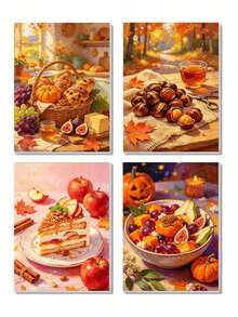 1/4pcs Autumn Foods DIY Digital Oil Painting, Canvas Art For Beginners, Paint By Numbers Kit For Adults, Home Wall Decor, Holiday Gifts. - Sets - View 10