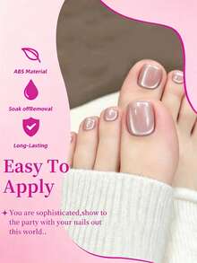 96pcs/Box Exquisite Cat Eye Toe Nail Tips, 4 Colors Square Short Pre-Designed Soft Gel Adhesive Toe Nails, Full Coverage Acrylic Artificial Toe Nails Manicure Supplies - Multicolor - View 6