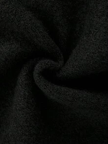 Women's Burgundy Stand Collar Batwing Sleeve Single-Breasted Knit Cardigan, Autumn/Winter Layering, Daily Date French Romantic Style - Black - View 9