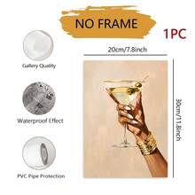1pc Martini Cocktail Hand-Painted Canvas Wall Art, Framed Or Unframed Neutral Luxury Style Decorative Painting, Bar Cart Poster, Restaurant Bar Indoor Wall Decor, Home Decoration, Gift - Abstract Style a - View 11