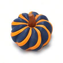 Decorative Artificial Pumpkin Ornament, Stylish Stripe Design Tabletop Decoration, Festive Display Decor For Halloween, Thanksgiving, Autumn Home Party Decor - Multicolor - View 7
