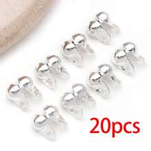 20pcs 18K Silvery Plated Crimp Beads Wire Guardians Clamshell Bead Tips Knot Covers End Caps For DIY Bracelet Necklace Jewelry Making Findings - Silver - View 9