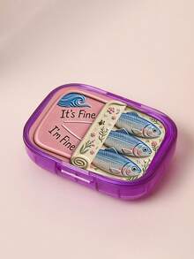Canned Sardine Square Pill Box, Portable Pill Storage Box, Mini Transparent Storage Box, Portable Jewelry Pill Box, Travel Pill Box, Large Capacity Compartment, Weekly Pill Dispenser, Suitable For Daily Medication And Vitamins - Multicolor - View 20