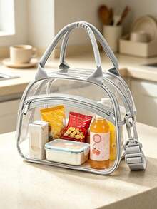 Portable Transparent Pvc Lunch Bag, Large Capacity Lunch Bag, For Office Workers And Students, Travel Storage Bag,Reusable Transparent Snack Storage Bag, Perfect For Outdoor Picnics, Camping And Travel - Multicolor - View 4