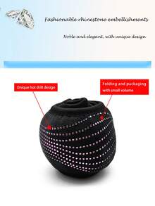 1PC New Multi-Color Car Steering Wheel Cover With Rhinestones, Elastic, No Inner Ring, Wavy Design, All-Season Universal, Hot-Stamping Rhinestone, Fashionable Anti-Slip Steering Wheel Protector - Multicolor - View 10