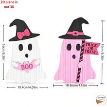 2pcs/1set 2D Flat Wooden Halloween Desktop Decor Ornaments For Home Bedroom Holiday Party Display Ghost Gift For Friends And Family - A - View 4