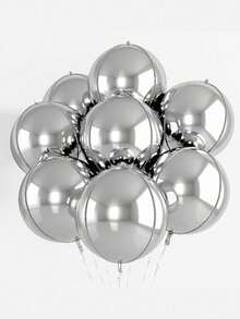 1 buah Balon Foil Metalik Perak/Emas/Emas Mawar, Balon Bulat 4D untuk Dekorasi Pernikahan dan Pesta Ulang Tahun - beraneka warna - View 1