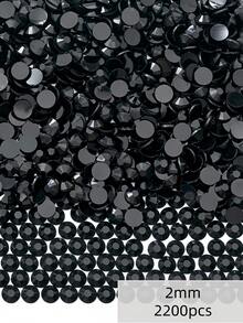 2mm-6mm Black Resin Rhinestones, Flat Back, Non-Hotfix Crystal Rhinestones, Suitable For Handmade DIY, Cups, Bottles, Glasses, Clothing, Loose Glitter Crystal Rhinestones, Craft Decoration - Black - View 5