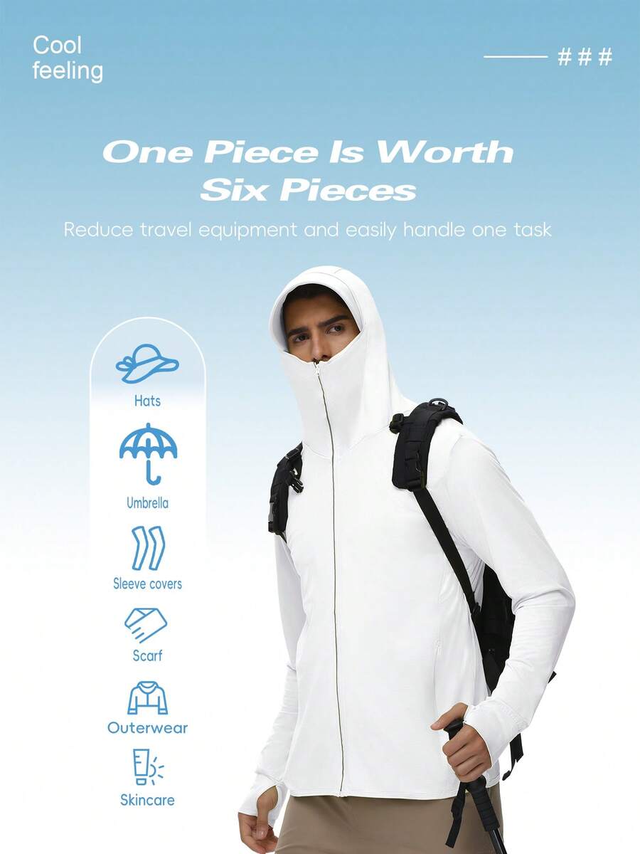 Men's UPF 50+ Sun Protection Hoodie Shirt Long Sleeve Rash Guard Fishing SPF Outdoor UV Shirt Lightweight