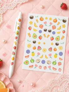 2pcs High Beauty Ins Brush Exam Pen 0.5 Press Neutral Pen Student Exam Special Black Carbon Pen Fast Drying Smooth+Exquisite Cartoon Stickers, Self Adhesive Beautification Used To Beautify Pen - Pen + Stickers - View 1