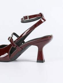 Women's High Heel Mary Jane Pumps, Fashion Casual Slip-On Slingback Sandals - Jujube Red - View 9