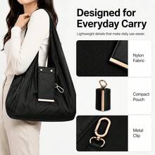 1pc Foldable Large Capacity Women's Storage Bag, Lightweight Shoulder Bag, Multi-Scenario Hanging Shopping Bag, Mini Keychain Tote Bag, Suitable For Commuting, Work, Travel And Daily Outings - Multicolor - View 7