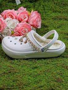 CIVHOM Women's Winter Plush Lined Garden Clogs, EVA Soft Sole Comfortable Home Slippers, Slip-On Design, Ideal Gift For Halloween And Christmas - White - View 6