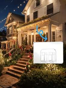 100pcs Transparent Adhesive Wall Hooks Outdoor Heavy Duty Plastic Mounted Hanging Hooks For String Lights Wire Lights Decoration Display Hanger Strong Hold Sticky Hooks Easy Install Garden Patio Backyard - Clear - View 1