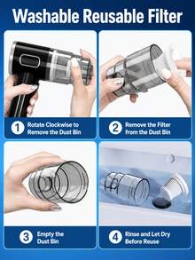 Wireless Home Vacuum Cleaner, Suitable For Home Cleaning, Car Cleaning, Pet Hair Removal, Multi-Functional Portable Mini Handheld Car Vacuum Cleaner, Suitable For Multiple Scenarios, And Includes Multiple Accessories. - Multicolor - View 9