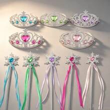 5 Sets Princess Crown And Snowflake Magic Wand Set, Heart-Shaped Rhinestone And Fairy Wand Combination, Dress-Up Accessories Set - Multicolor - View 7
