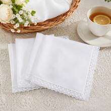 Thin Fabric Pure White Satin Ribbon DIY Gentleman Handkerchief Suit Towel Handkerchief Accessory DIY Supplies Pure White 15.7 Inch 6PCS - White - View 1