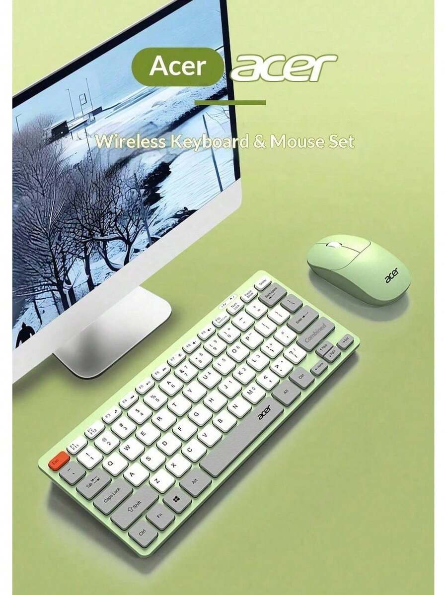 Acer 2.4G Dual-Mode Wireless Keyboard And Mouse Combo, Type-C Rechargeable, Digital Display, Silent Chocolate Keyboard, Adjustable DPI Mouse, Multi-Device Switching, Universal For Desktop, Laptop, And Tablet - View 1