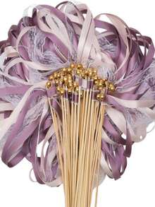 10/20pcs Ribbon Magic Wands With 3 Layers Of Ribbon And Gold Bells, Party Favors, Ribbon Sticks, Fairy Magic Wands, Wedding Decoration - Ribbon Stick - View 12