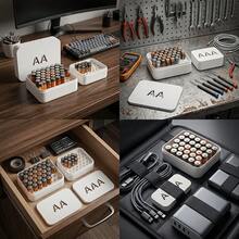 1pc White Plastic Battery Storage Box With Lid, AA/AAA Simple Differentiation Battery Organizer, Portable No. 5/No. 7 Battery Storage Box, Lightweight Battery Sorting Storage Box For Home Drawer, Office, Garage - View 9