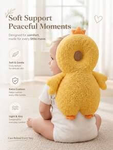 Upgraded Baby Protective Pillow, Thickened & Enlarged Toddler Protection Pad, Large Size 35*30cm, Head Protection Pillow For Crawling And Walking Babies, Travel Gear, Adjustable Breathable Head Protector Backpack, Infant Learning To Walk Supplies, Cartoon Bear Rabbit Chick Design, Machine Washable, Easy Storage, Ideal Gift For Halloween And Christmas - Teddy Plush Little Yellow Chick - View 9