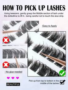 120PCS Adhesive Free Transparent Stem Eyelash Cluster, Pointed Tail False Eyelashes, Segmented Eyelashes, No Need For Glue, Suitable For Beginners To Wear - D - View 5
