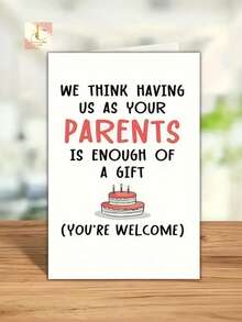 1pc Son And Daughter Birthday Card, Funny Birthday Card From Parents, Thick-Skinned Birthday Card, We'Re Enough As Your Parents - One Size Fits All - View 2