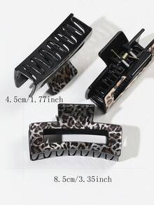 5pcs Leopard Print Heat Transfer Glossy Minimalist Square Hair Claws Street Style Versatile Daily Updo Hair Accessories - Multicolor - View 3