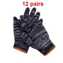 Black & White Floral Cotton Yarn Work Gloves, Knitted Breathable Industrial Operation Gloves, Anti-Slip - Gloves - View 10