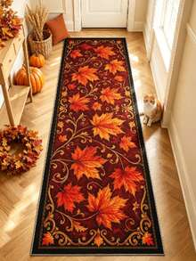 1pc Maple Leaf Autumn/Winter Hallway Runner Rug, Corridor Long Strip Carpet, Area Rug, Mat, Home Decor, Living Room Area Rug, Living Room Home Decor, Room Decor, Washable Carpet - Multicolor - View 4